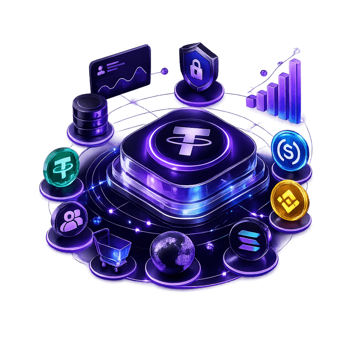 3D Cryptocurrency Coins